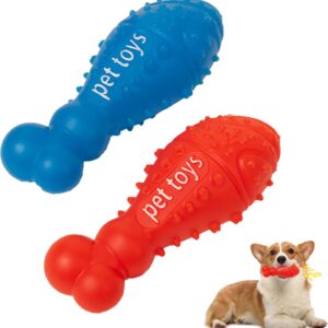 Fadcaer 2Pcs Squeaky Vinyl Dog Toy,Interactive Dog Chew Toy,Puppy Teething Toys Pet Training Toys for Puppy Small Dogs,Puzzle Dogs Toys for Boredom,Stick Bone for Dog Teeth Cleaning