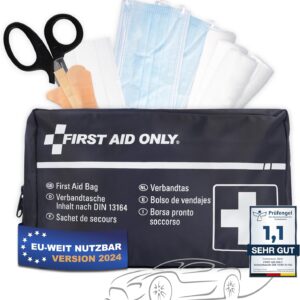 First Aid Only kit for car, KFZ DIN 13164, Blue, P-10019, Black