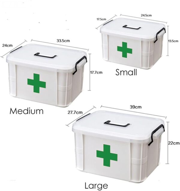 GOLDBEARUK Plastic Portable Medical Chest Clip Fastenings Upper level Compartments (Medium Size)