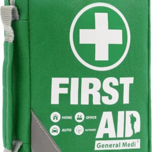 General Medi First Aid Kit -Compact First Aid Bag(175 Piece) - Reflective Bag Design- Includes 2 x Eyewash,Instant Cold Pack,Emergency Blanket for Home, Office, Vehicle,Camping, Workplace & Outdoor