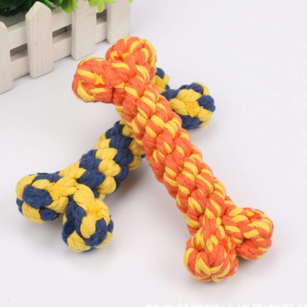 HESUILONG Dog Rope Toy Dog Toy Bone Pet Teeth Cleaning Toy 2 Pieces Toys for Puppies Handmade Gift for Dog(Bone)