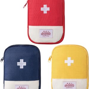 JSTHHTT 3 Pieces Mini First Aid Kit First Aid Kit Bags, First Aid Bag Empty Medicine Bags for Travelling, Medicine Storage Bag Travel Medicine Bag Built-in Compartment, for Outdoor Camping, Travel