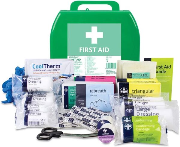 Lewis-Plast Medium Premium BS8599-1 Compliant (Low-Risk High Risk) First Aid Kit - First Aid Kit for Injuries