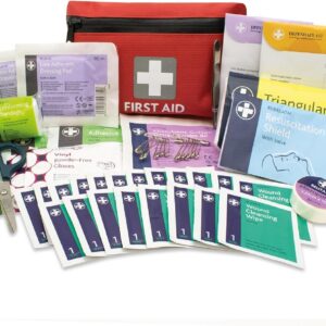 Lewis-Plast Premium 92 Piece First Aid Kit - Safety Essentials for Travel, Car, Home, Camping, Work, Hiking & Holiday Red , Small