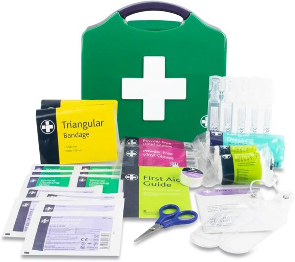 Motokit Van and Truck First Aid in Orange Compact Aura Box - Essentials Camping Aid Kit Includes Wall Mountable Bracket