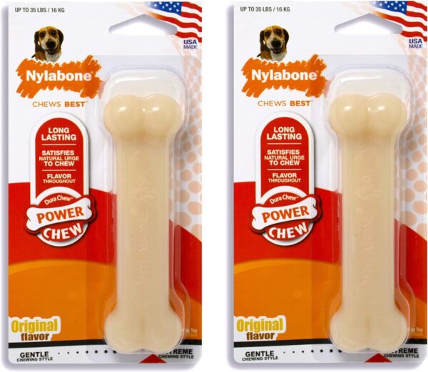 Nylabone (2 Pack) DuraChew Original Wolf Size | Nylon Dental Bone 35 lb Dogs