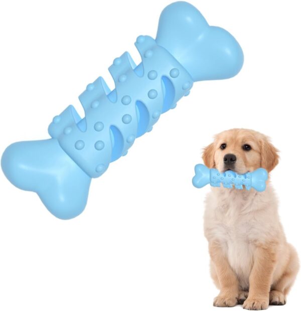 PLUSHCEWT Dog Chew Toy,Single Dog Bone Chew Toy with Cleaning Brush,Dogs Dental Care Teeth Cleaning Toy,Outdoor Interactive Dog Toys,Dental Health Stress Relief for Small,Medium Dogs Blue