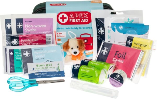 Premium Childrens First Aid Kit - Baby Childcare kit includes Elly The Elephant Cold Pack, Plasters, Scissors, Bandages