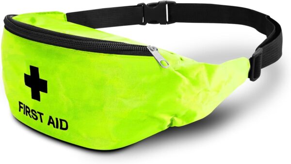 RE-GEN Empty First Aid Bum Bag Waist Pouch | Hi-Vis Fluorescent Yellow | Ideal for Schools, Home, Office & Travel | Strong Adjustable Belt & Buckle | Wide Access Zipper