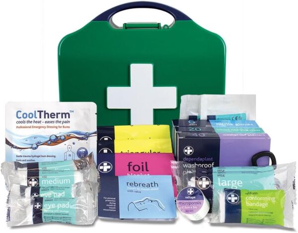 Reliance Medical Small Workplace First Aid Kit - Compliant, Essential Safety Supplies for Up to 25 People, Compact & Secure, Green, 1 Kit