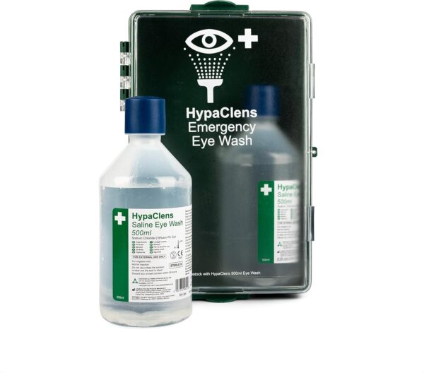 Safety First Aid Group HypaClens Eye Wash Station Cabinet Wall-Mounted with 2 x 500 ml Eye Wash Bottles