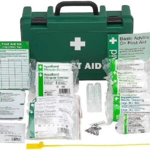 Safety First Aid Group Workplace First Aid Kit (Small 1-10 Persons) Economy HSE-Compliant with Inspection Tags, Wall Bracket, Extra Plasters