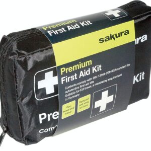 Sakura DIN First Aid Kit SS5418 - Zipped Bag, Comprehensive Kit Ideal for EU Travel - Meets EU Automotive Standards