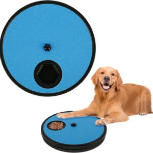 Sutowe Dog Nail Scratch Pad Non-Slip Dog Scratch Board with 6 Snack Compartments Rotating Round Dog Slow Feeder Dog Nail Scratch Board for Dog Pet(blue)