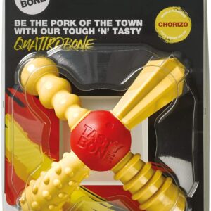 TastyBone QuattroBone Nylon Dog Chew Toy for Large Dogs (Chorizo) - Indestructible for Aggressive Chewers, Everlasting Flavour, Strong Healthy Teeth, Made in the UK