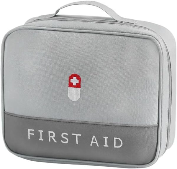 XINGSUI 1 Pcs Portable Travel First aid kit, Drug Pack Storage Bag Empty, Small First Aid Kit, for Home, Office, Vehicle,Camping, Workplace & Outdoor(Grey)