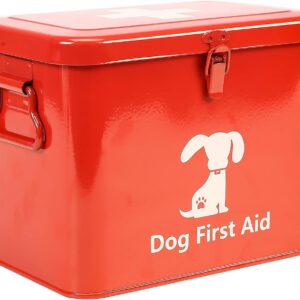 Xbopetda First Aid Kit, Pet First Aid Storage Bin, 2-Tier First Aid Medicine Box for Dog, Cat or Rabbit - Perfect for Home Care and Outdoor Travel Emergencies, Small & protable （Red