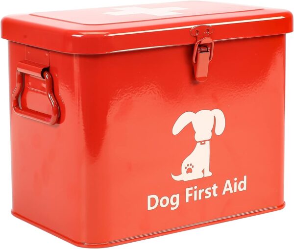 Xbopetda First Aid Kit, Pet First Aid Storage Bin, 2-Tier First Aid Medicine Box for Dog, Cat or Rabbit - Perfect for Home Care and Outdoor Travel Emergencies, Small & protable （Red