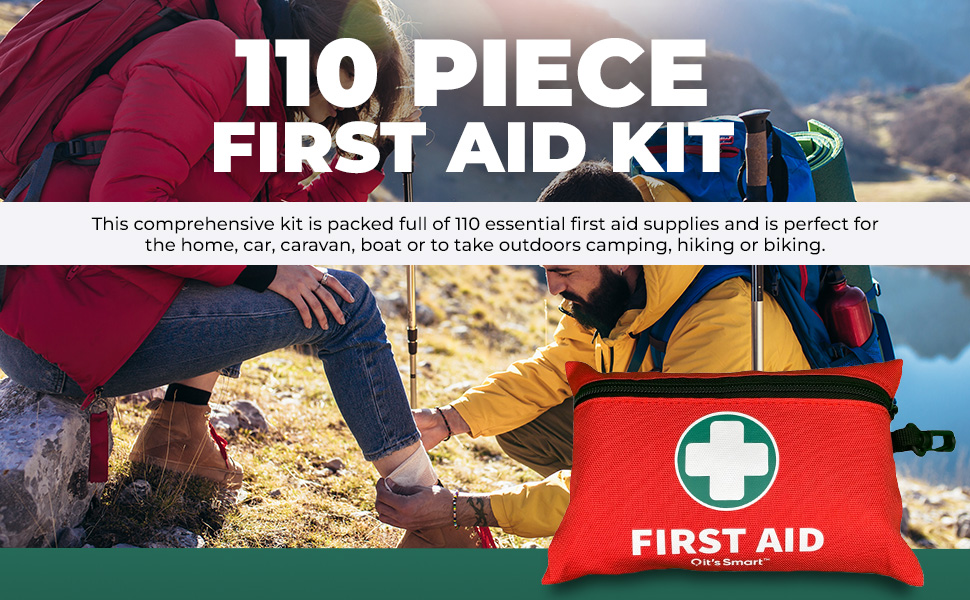 Person applying a bandage to a hiker